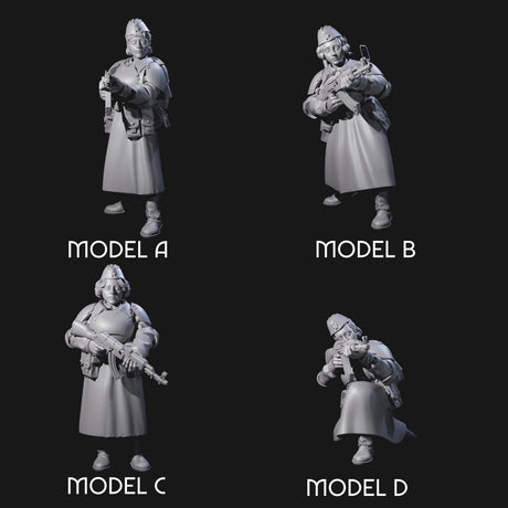 Weird War Soviet AK47 Fighting War Maidens Miniature for Dungeons and Dragons, Pathfinder or other TTRPGs