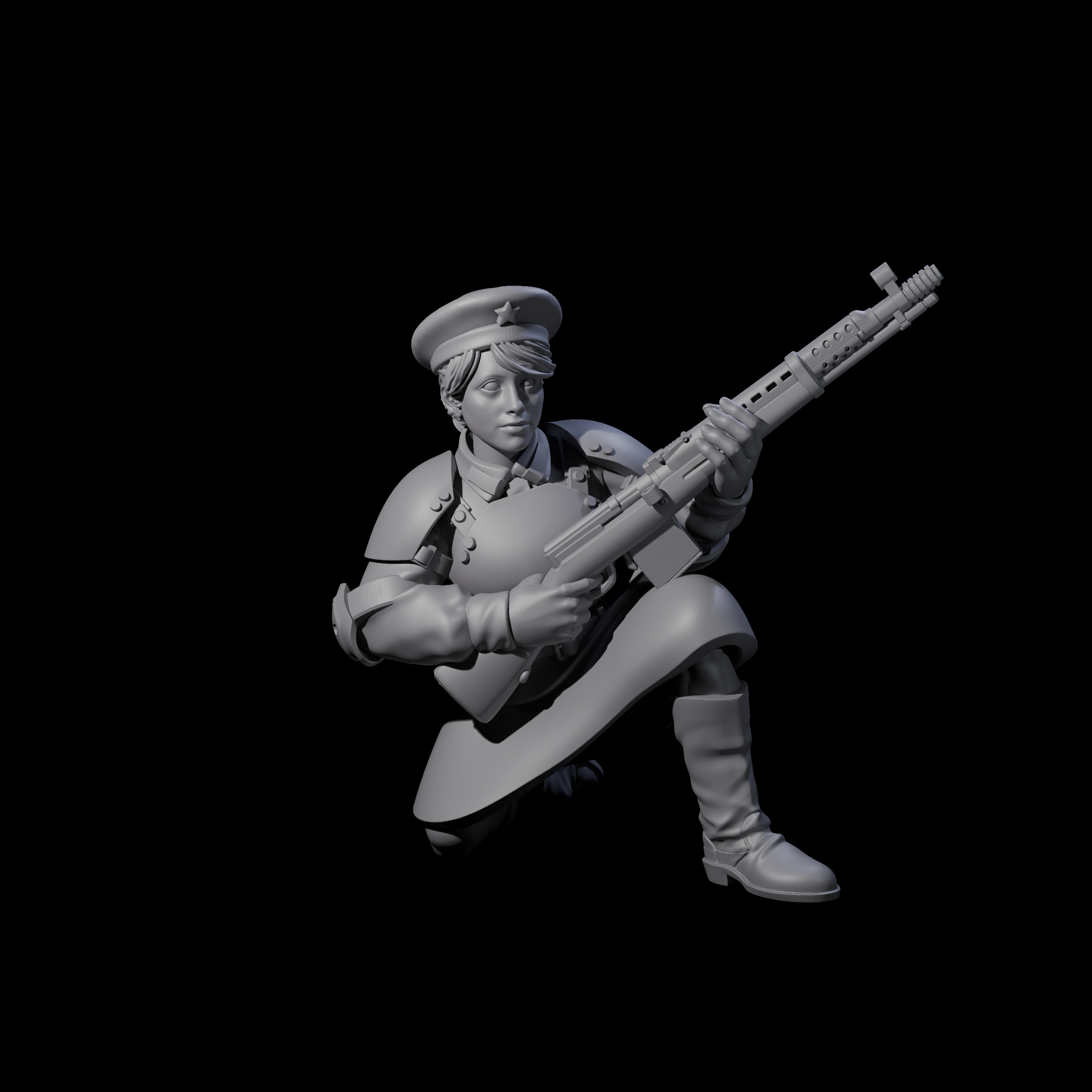 Weird War Soviet Shooting War Maiden Rifleman C Miniature for Dungeons and Dragons, Pathfinder or other TTRPGs
