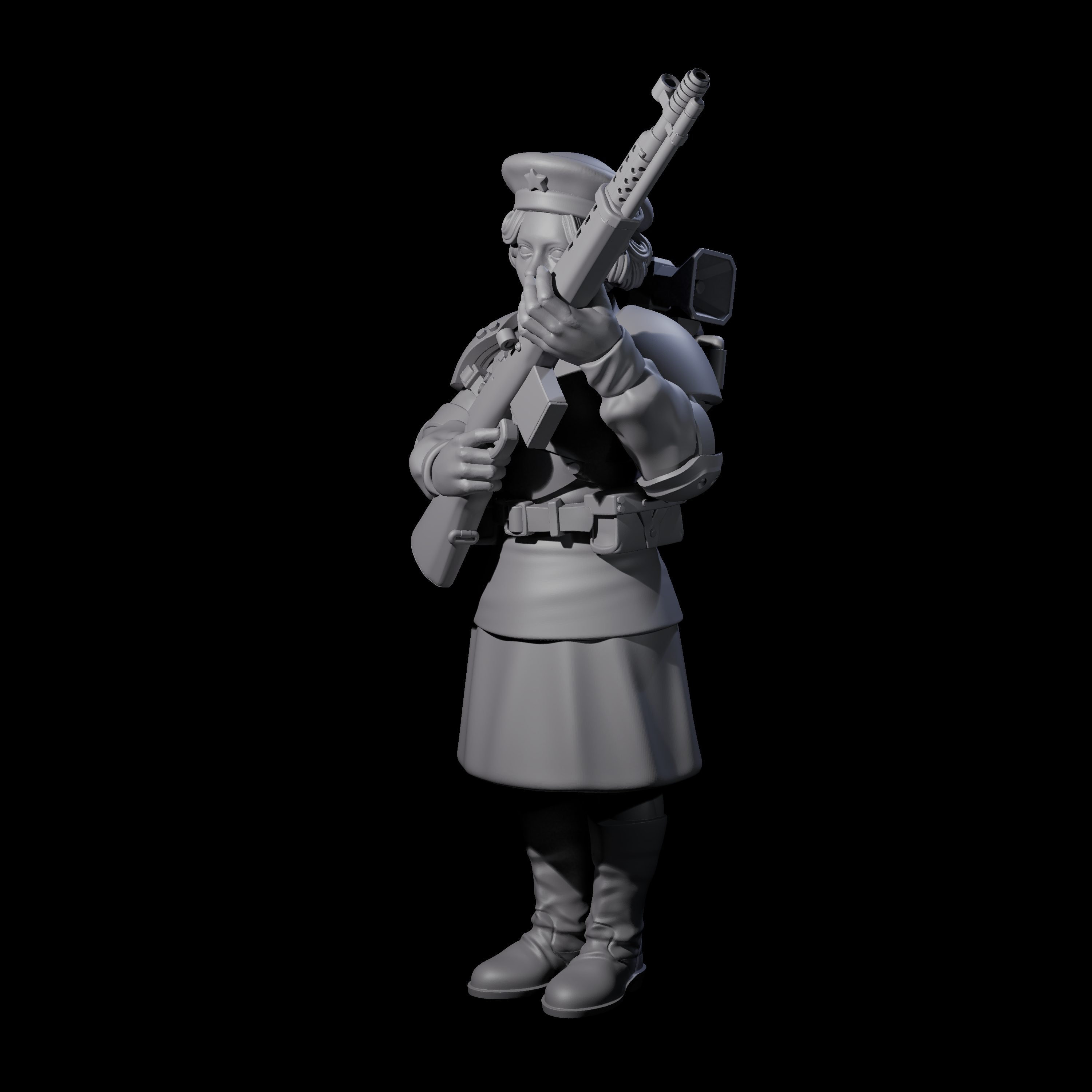 Weird War Soviet Shooting War Maiden Rifleman D Miniature for Dungeons and Dragons, Pathfinder or other TTRPGs