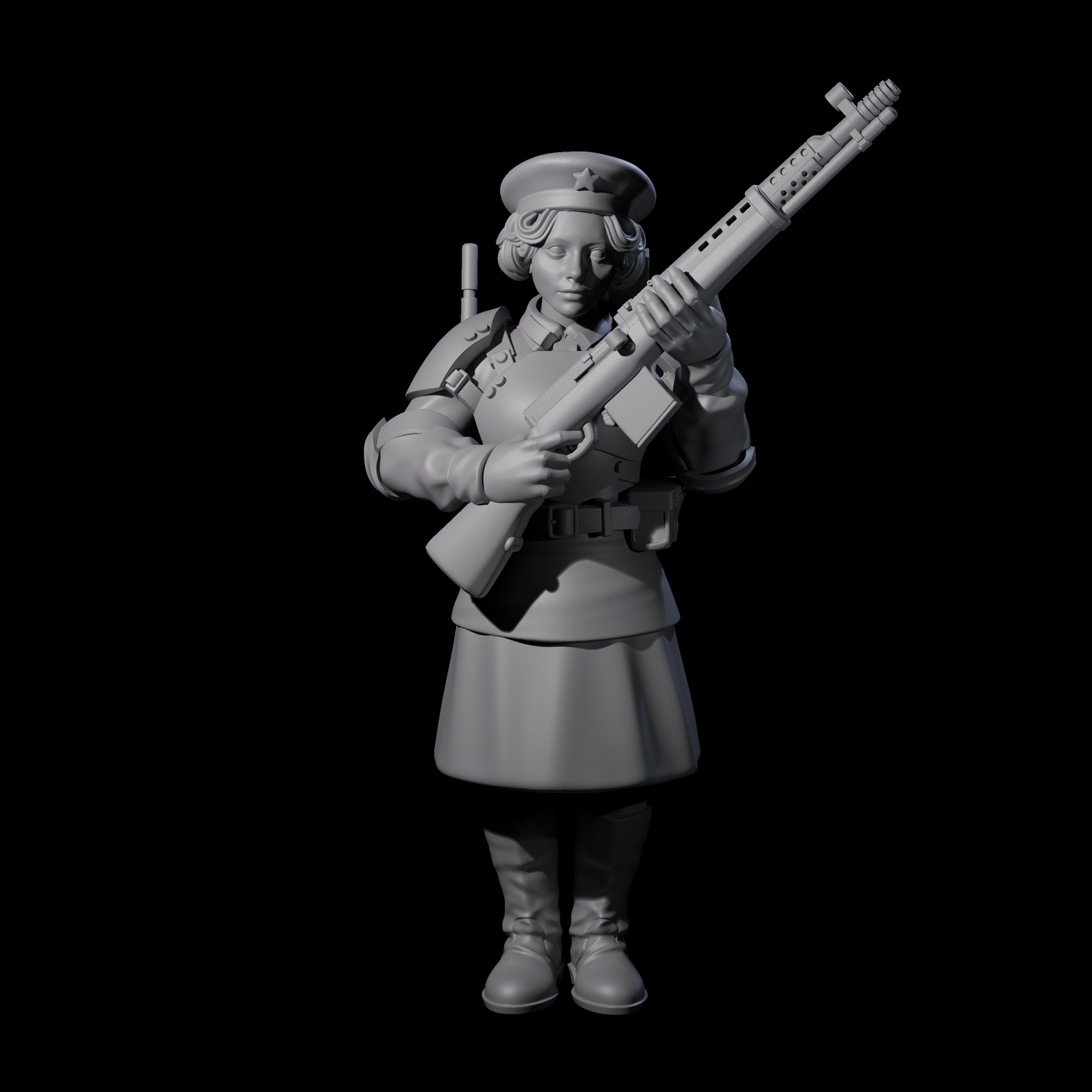 Weird War Soviet Shooting War Maiden Rifleman D Miniature for Dungeons and Dragons, Pathfinder or other TTRPGs