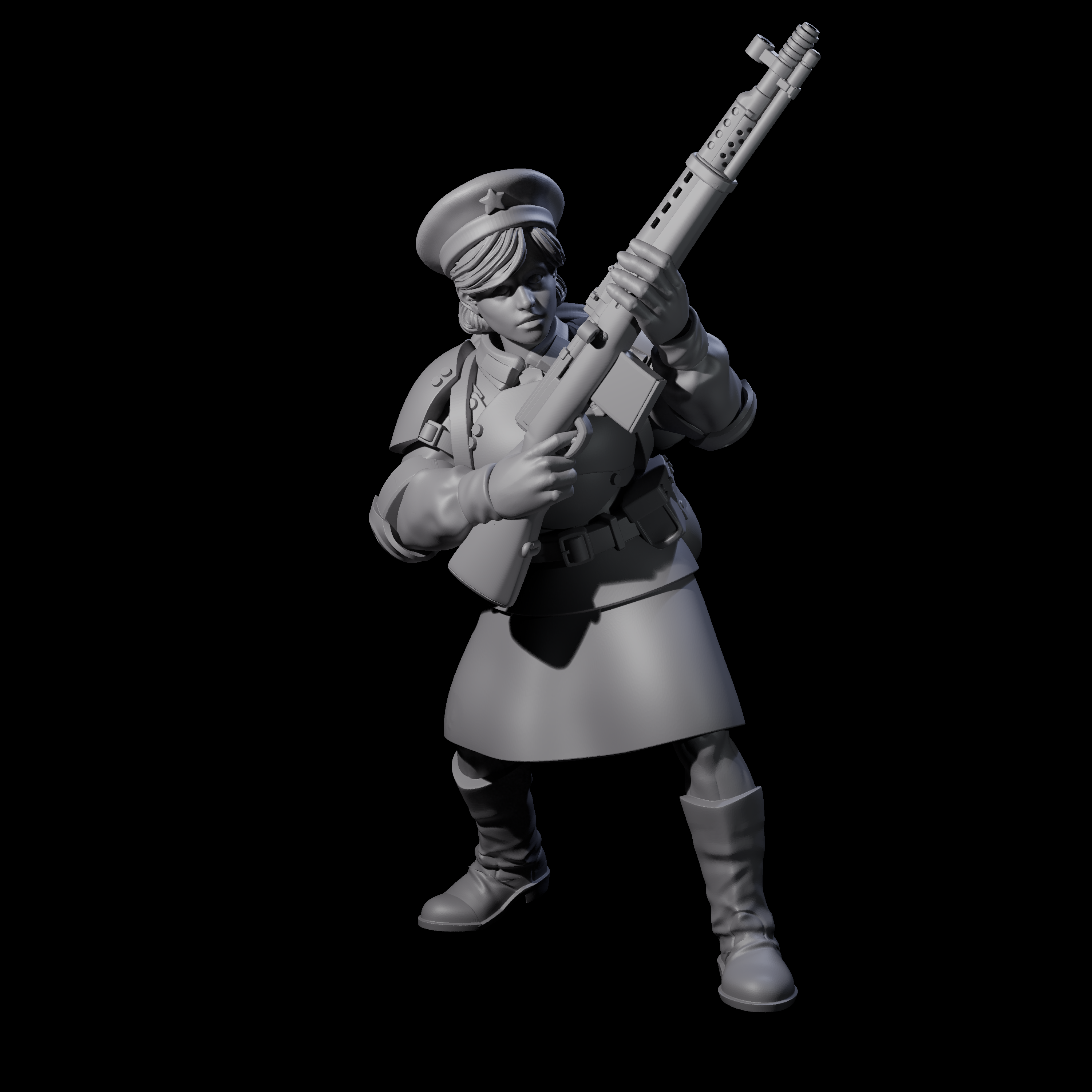 Weird War Soviet Shooting War Maiden Rifleman J Miniature for Dungeons and Dragons, Pathfinder or other TTRPGs
