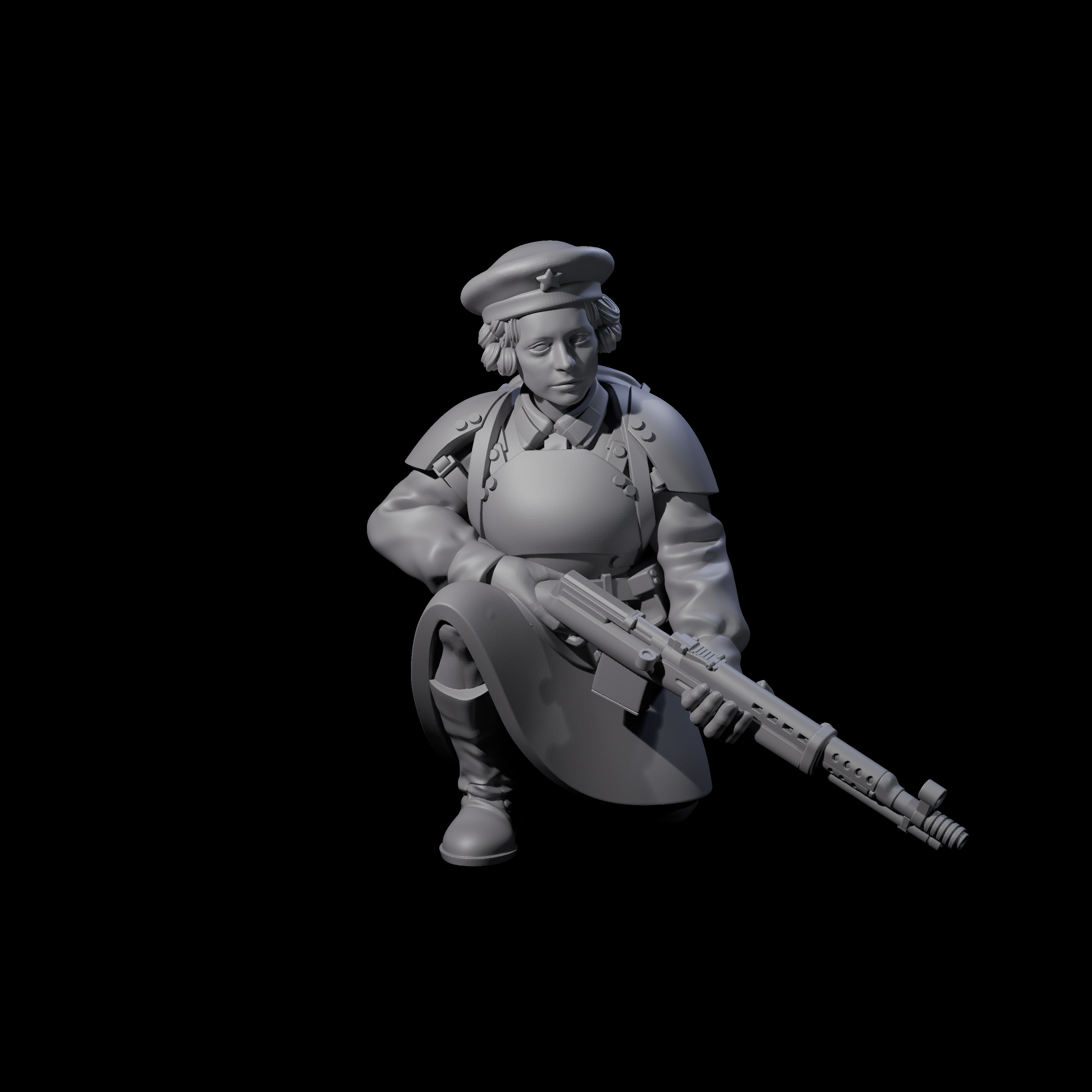 Weird War Soviet Shooting War Maiden Riflemen Miniature for Dungeons and Dragons, Pathfinder or other TTRPGs