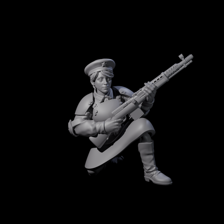 Weird War Soviet Shooting War Maiden Riflemen Miniature for Dungeons and Dragons, Pathfinder or other TTRPGs