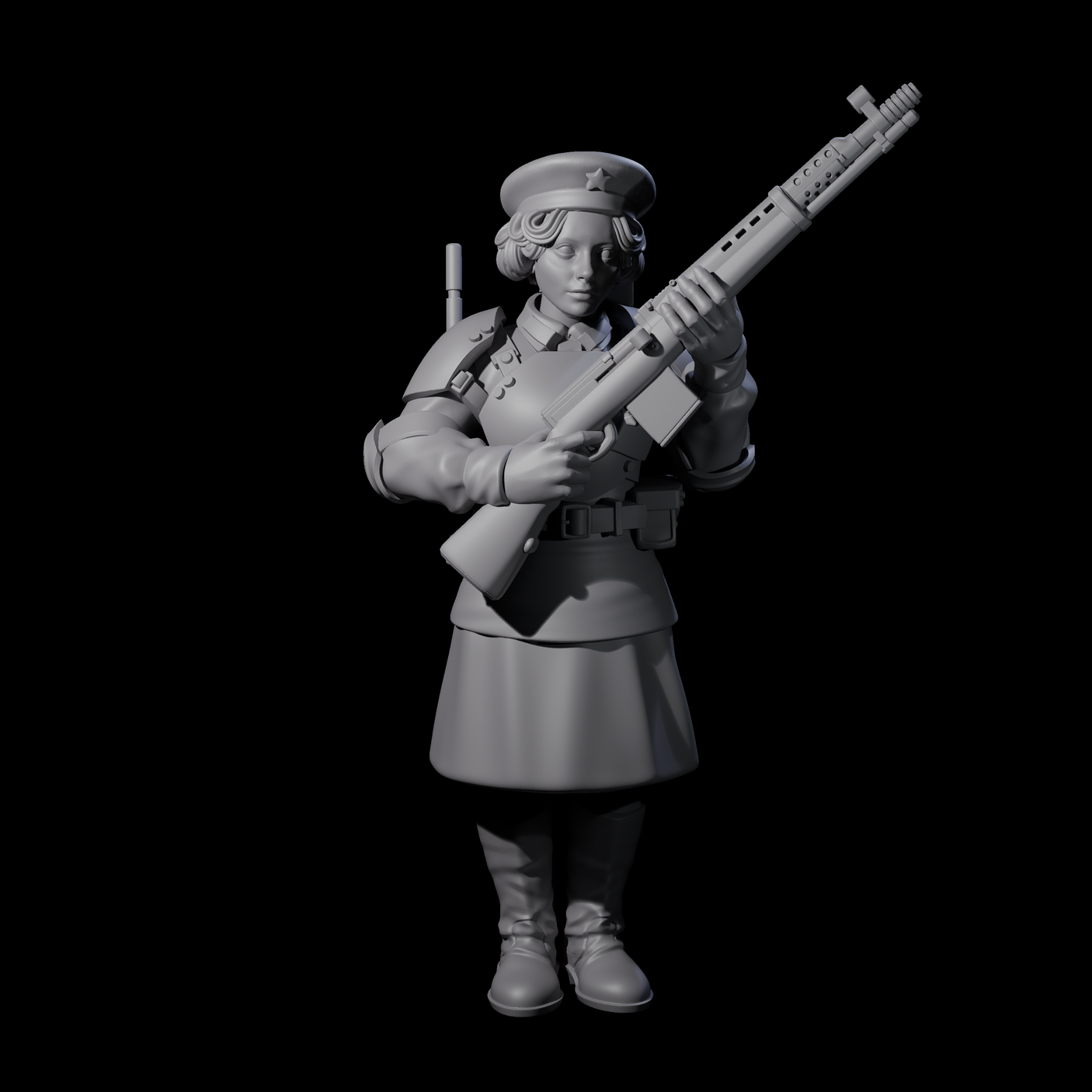 Weird War Soviet Shooting War Maiden Riflemen Miniature for Dungeons and Dragons, Pathfinder or other TTRPGs