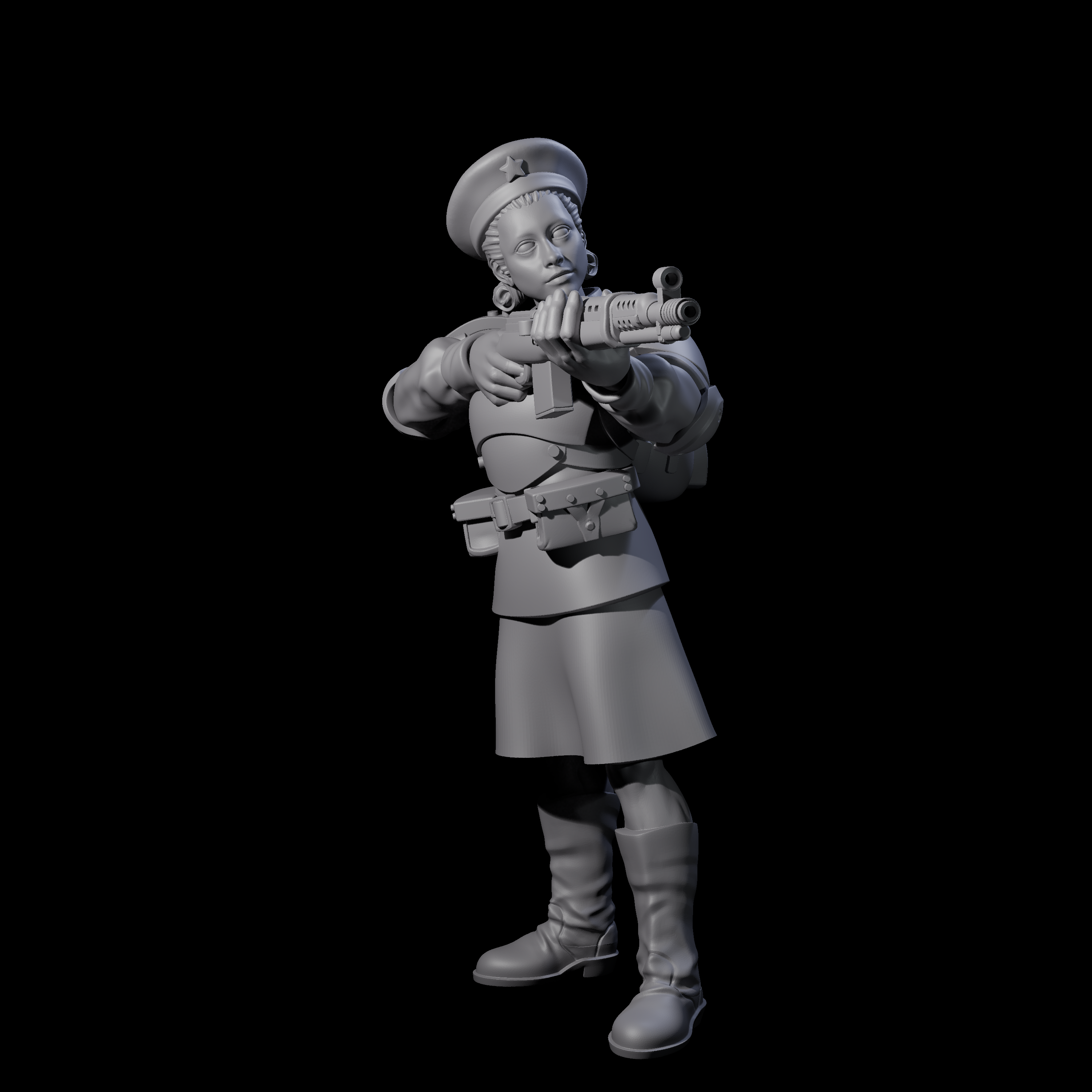 Weird War Soviet Shooting War Maiden Riflemen Miniature for Dungeons and Dragons, Pathfinder or other TTRPGs