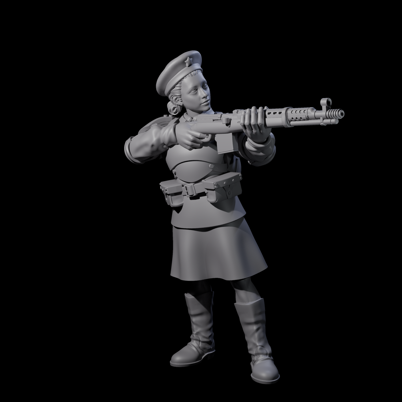 Weird War Soviet Shooting War Maiden Riflemen Miniature for Dungeons and Dragons, Pathfinder or other TTRPGs
