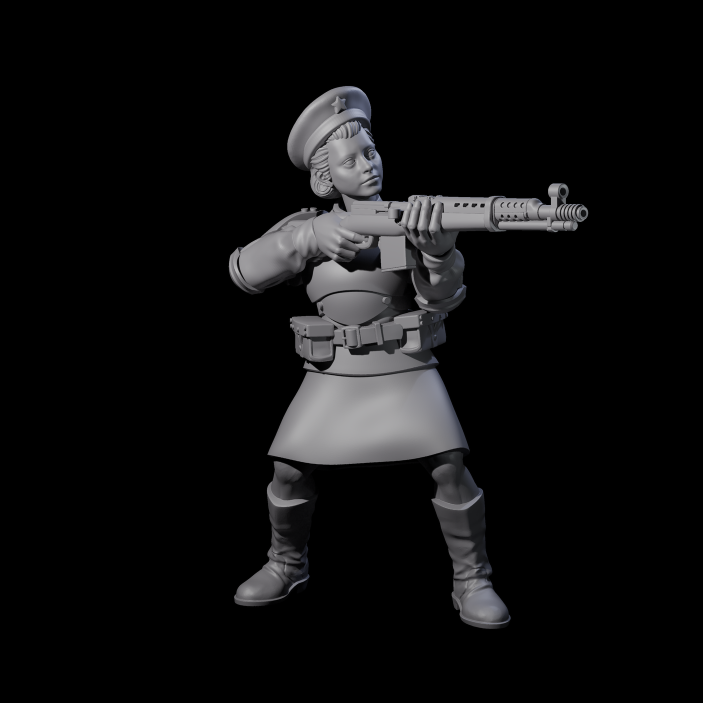 Weird War Soviet Shooting War Maiden Riflemen Miniature for Dungeons and Dragons, Pathfinder or other TTRPGs