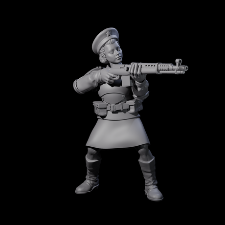Weird War Soviet Shooting War Maiden Riflemen Miniature for Dungeons and Dragons, Pathfinder or other TTRPGs