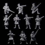Weird War Soviet Shooting War Maiden Riflemen Miniature for Dungeons and Dragons, Pathfinder or other TTRPGs