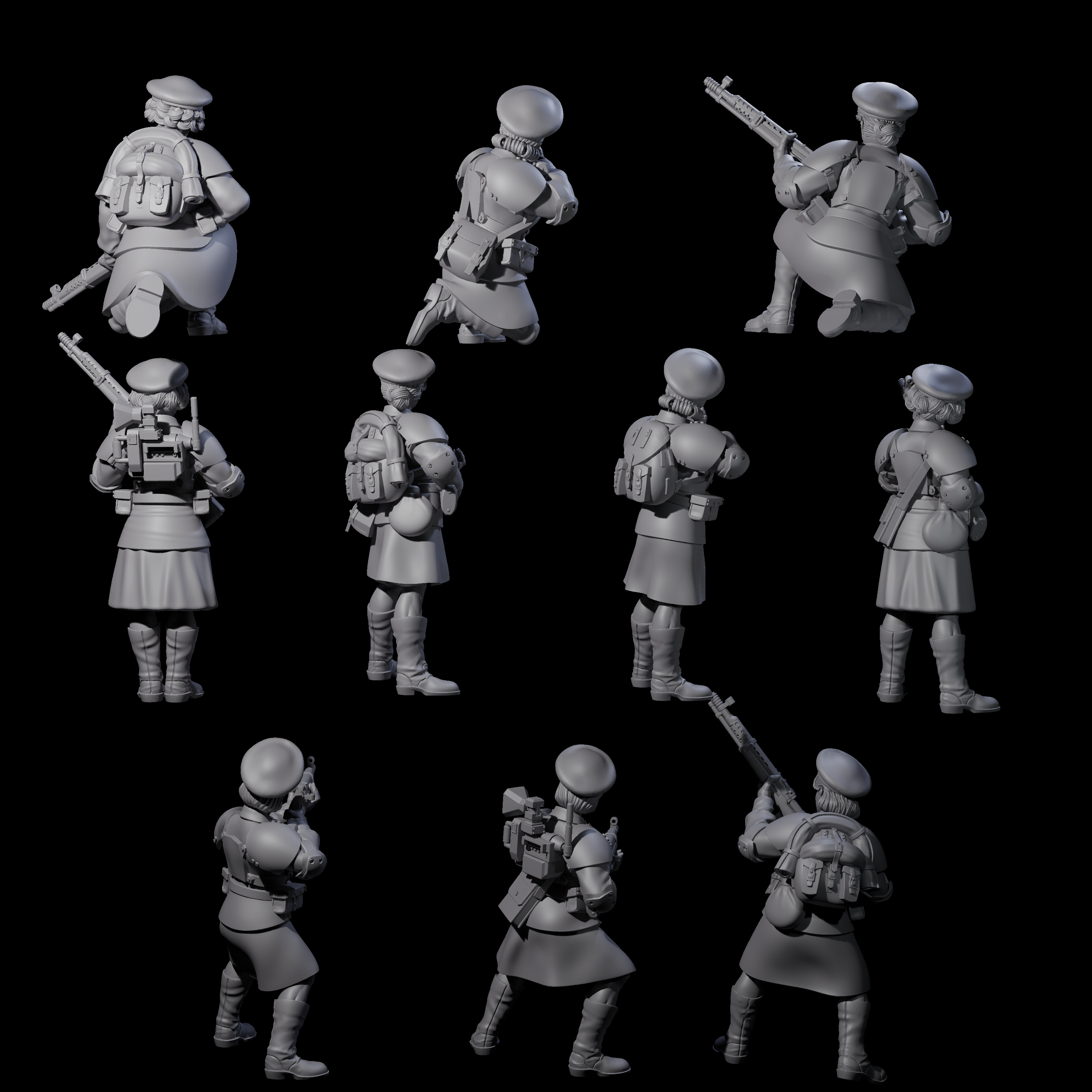 Weird War Soviet Shooting War Maiden Riflemen Miniature for Dungeons and Dragons, Pathfinder or other TTRPGs