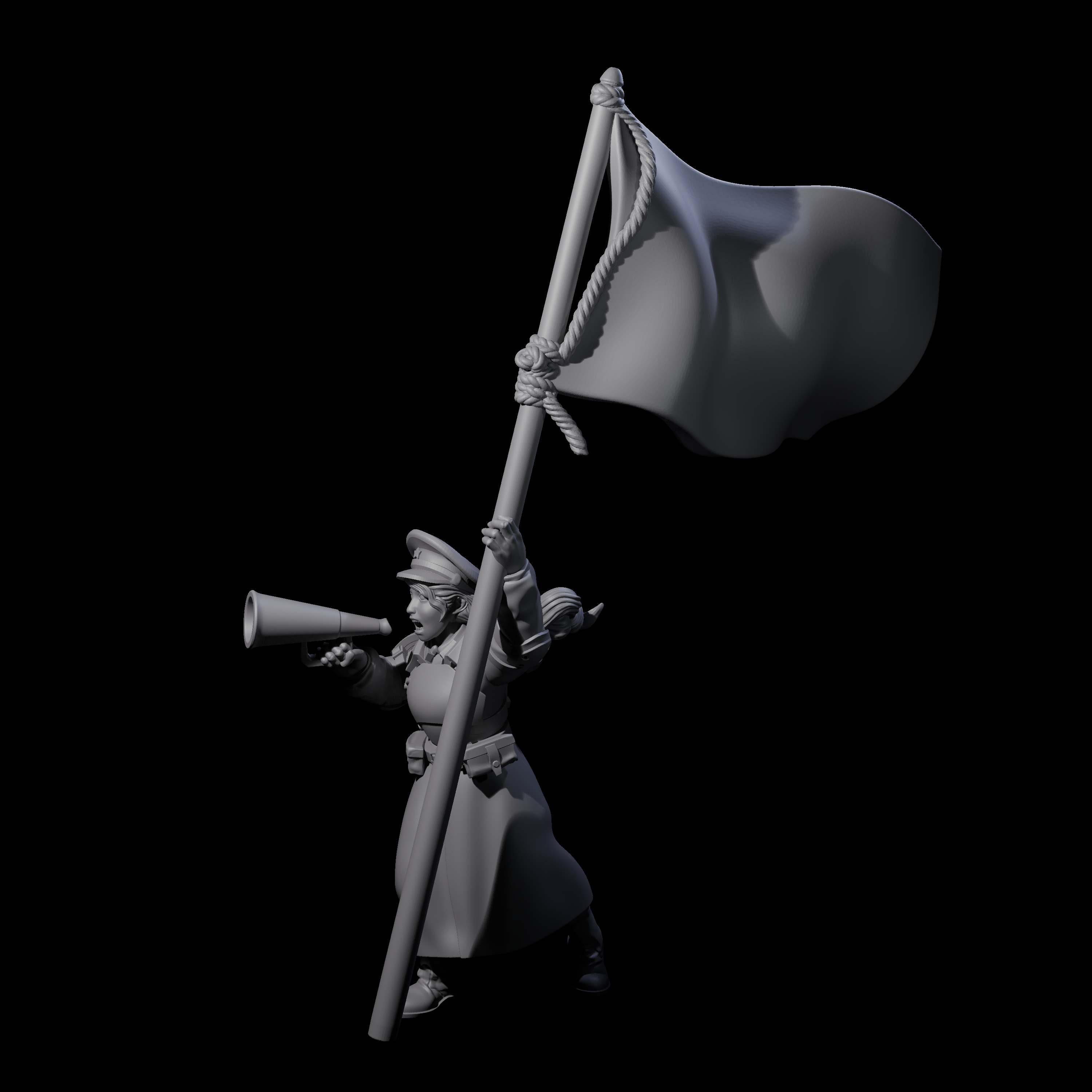 Weird War Soviet Shouting War Maiden Commissar Miniature for Dungeons and Dragons, Pathfinder or other TTRPGs