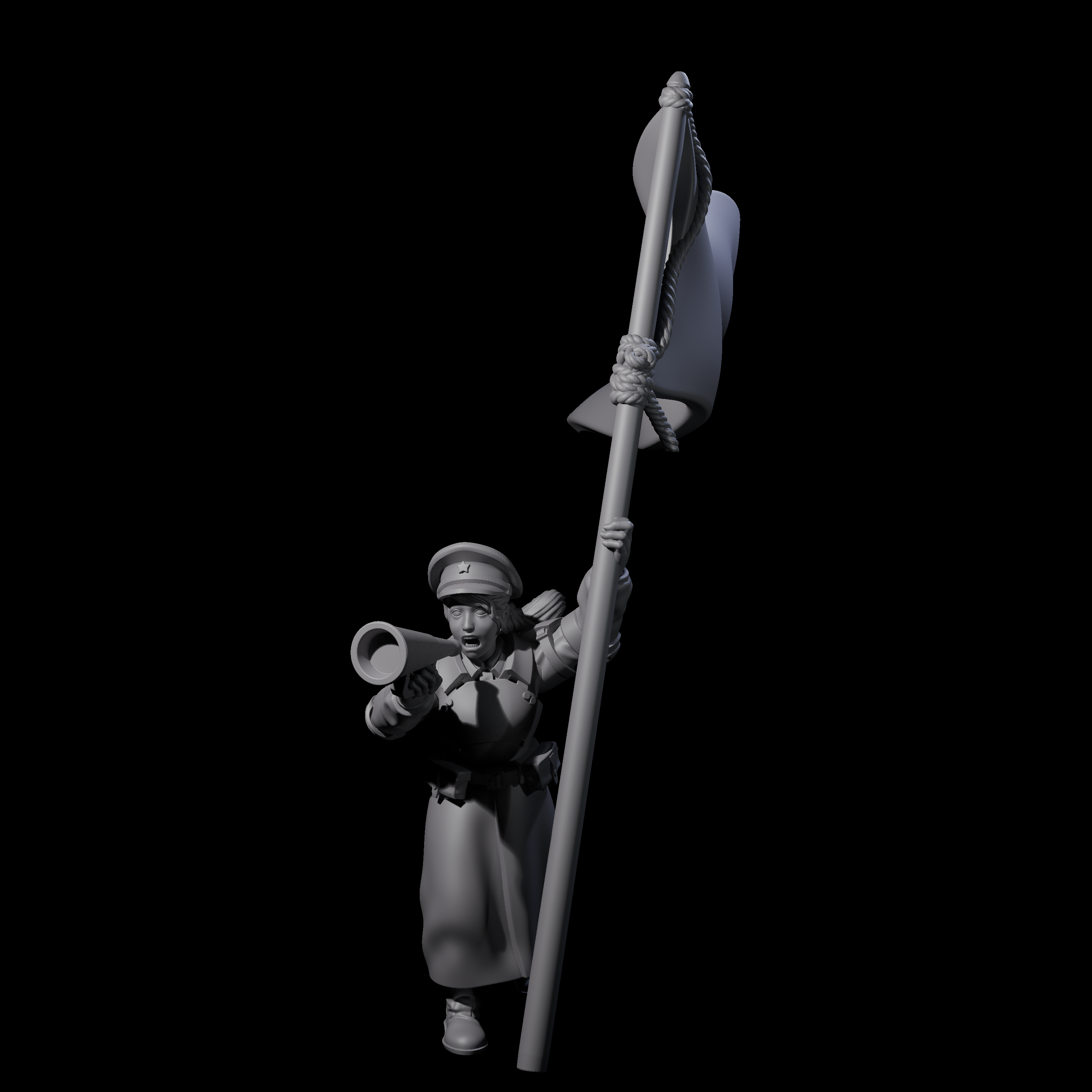 Weird War Soviet Shouting War Maiden Commissar Miniature for Dungeons and Dragons, Pathfinder or other TTRPGs