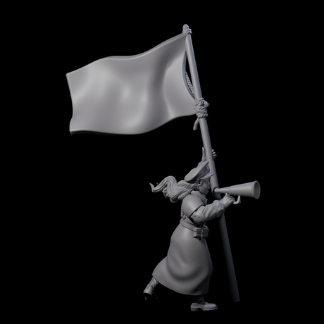 Weird War Soviet Shouting War Maiden Commissar Miniature for Dungeons and Dragons, Pathfinder or other TTRPGs