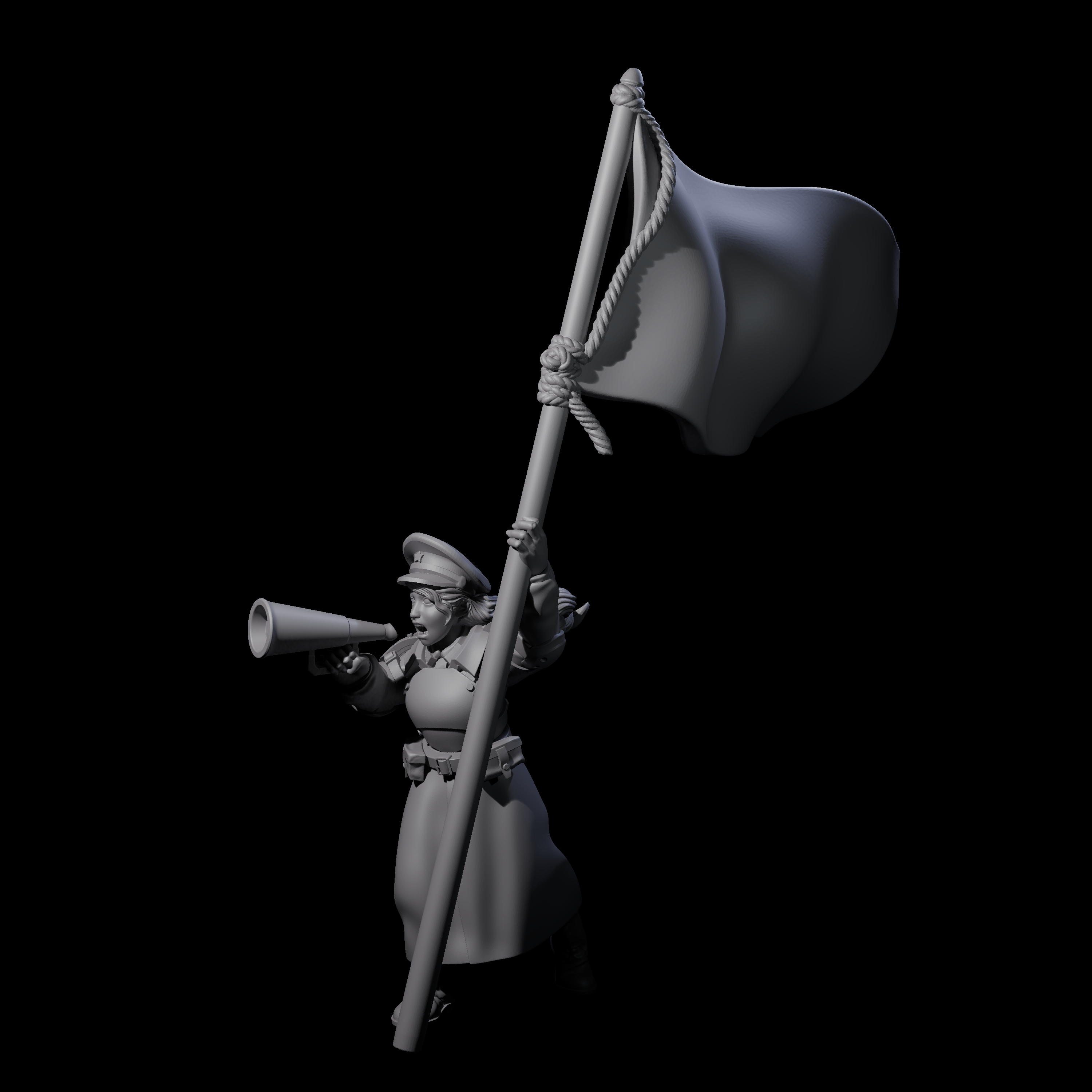 Weird War Soviet Shouting War Maiden Commissar Miniature for Dungeons and Dragons, Pathfinder or other TTRPGs
