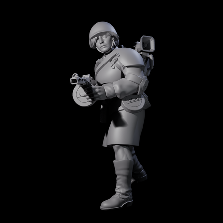 Weird War Soviet Spraying SMG War Maiden A Miniature for Dungeons and Dragons, Pathfinder or other TTRPGs