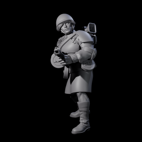 Weird War Soviet Spraying SMG War Maiden A Miniature for Dungeons and Dragons, Pathfinder or other TTRPGs