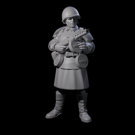 Weird War Soviet Spraying SMG War Maiden B Miniature for Dungeons and Dragons, Pathfinder or other TTRPGs