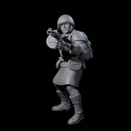 Weird War Soviet Spraying SMG War Maiden C Miniature for Dungeons and Dragons, Pathfinder or other TTRPGs