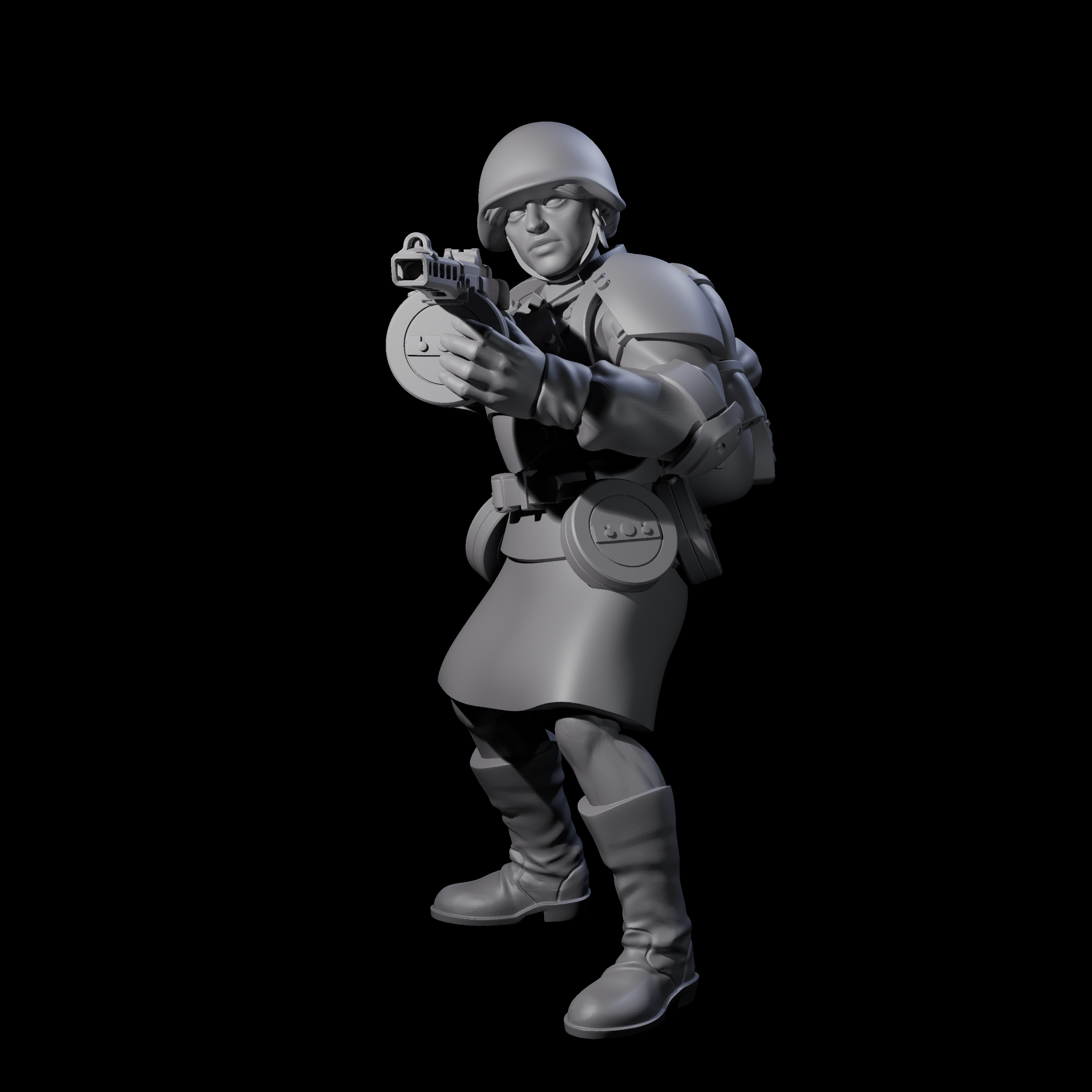 Weird War Soviet Spraying SMG War Maiden C Miniature for Dungeons and Dragons, Pathfinder or other TTRPGs