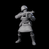 Weird War Soviet Spraying SMG War Maiden C Miniature for Dungeons and Dragons, Pathfinder or other TTRPGs