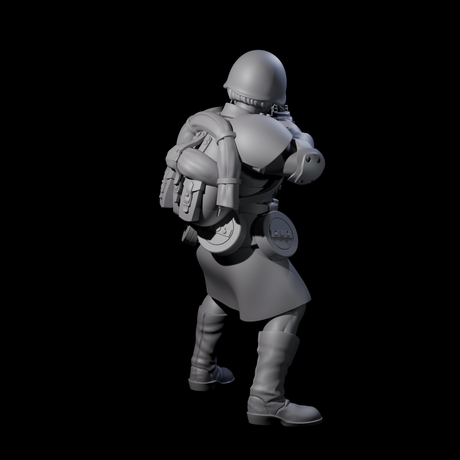 Weird War Soviet Spraying SMG War Maiden C Miniature for Dungeons and Dragons, Pathfinder or other TTRPGs