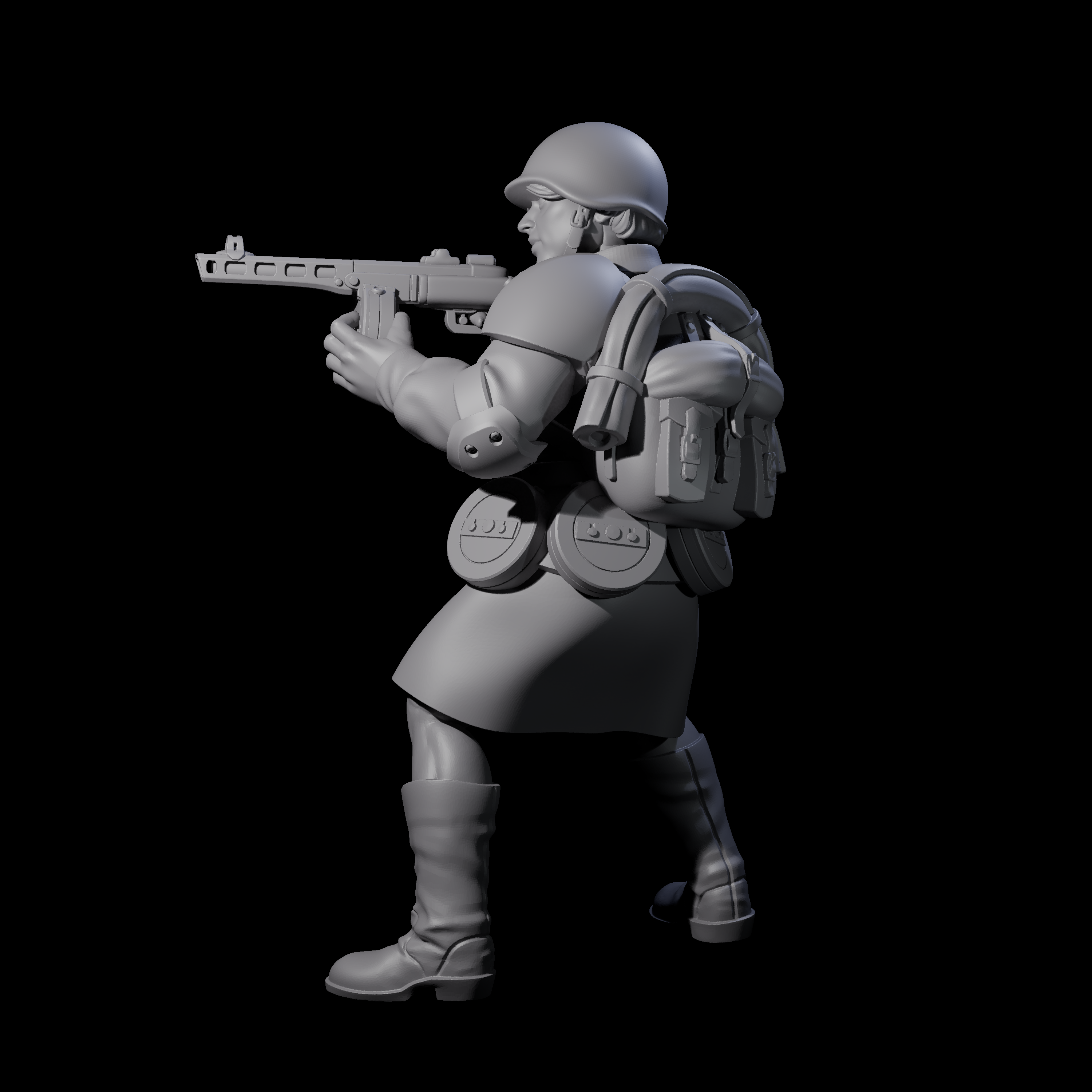 Weird War Soviet Spraying SMG War Maiden C Miniature for Dungeons and Dragons, Pathfinder or other TTRPGs