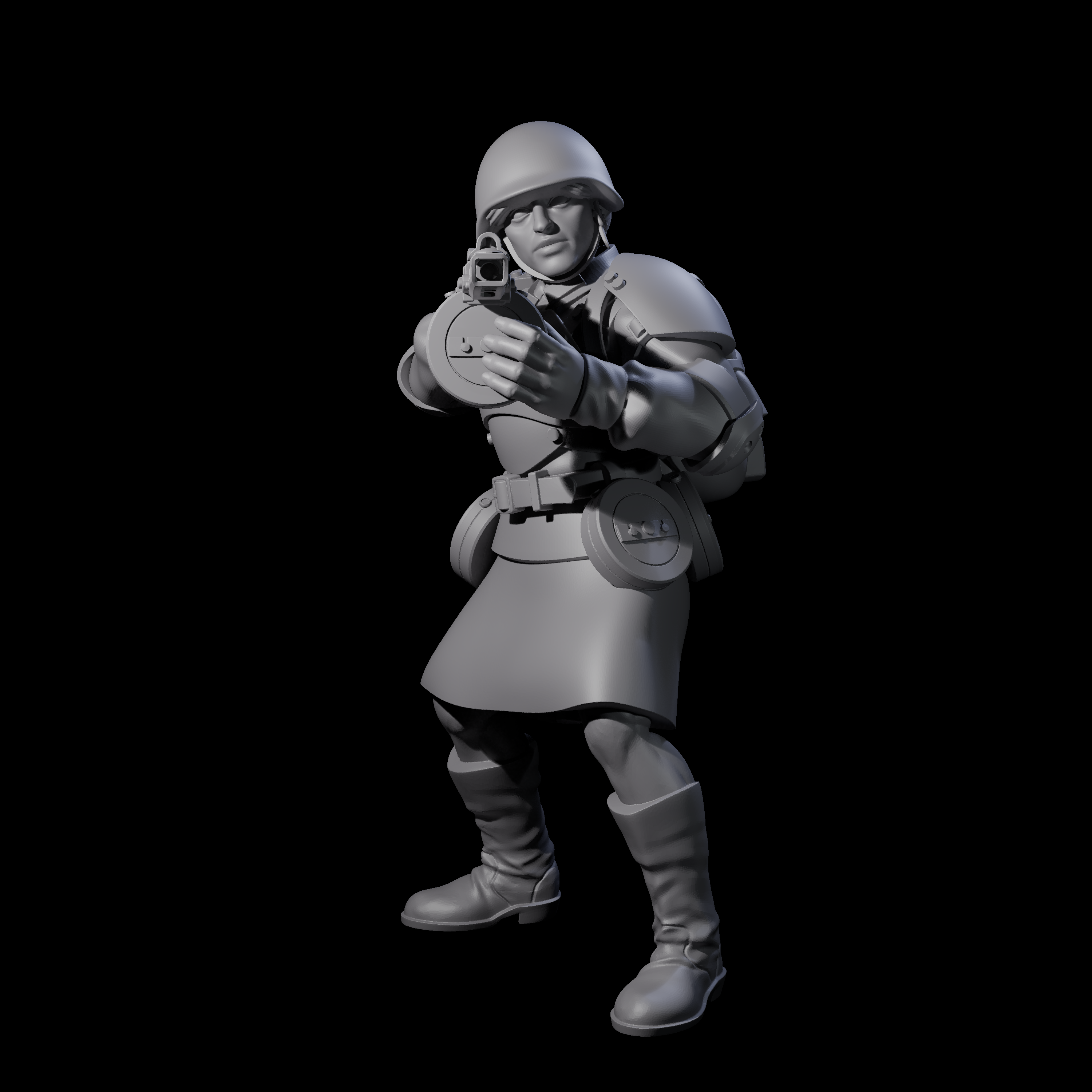 Weird War Soviet Spraying SMG War Maiden C Miniature for Dungeons and Dragons, Pathfinder or other TTRPGs