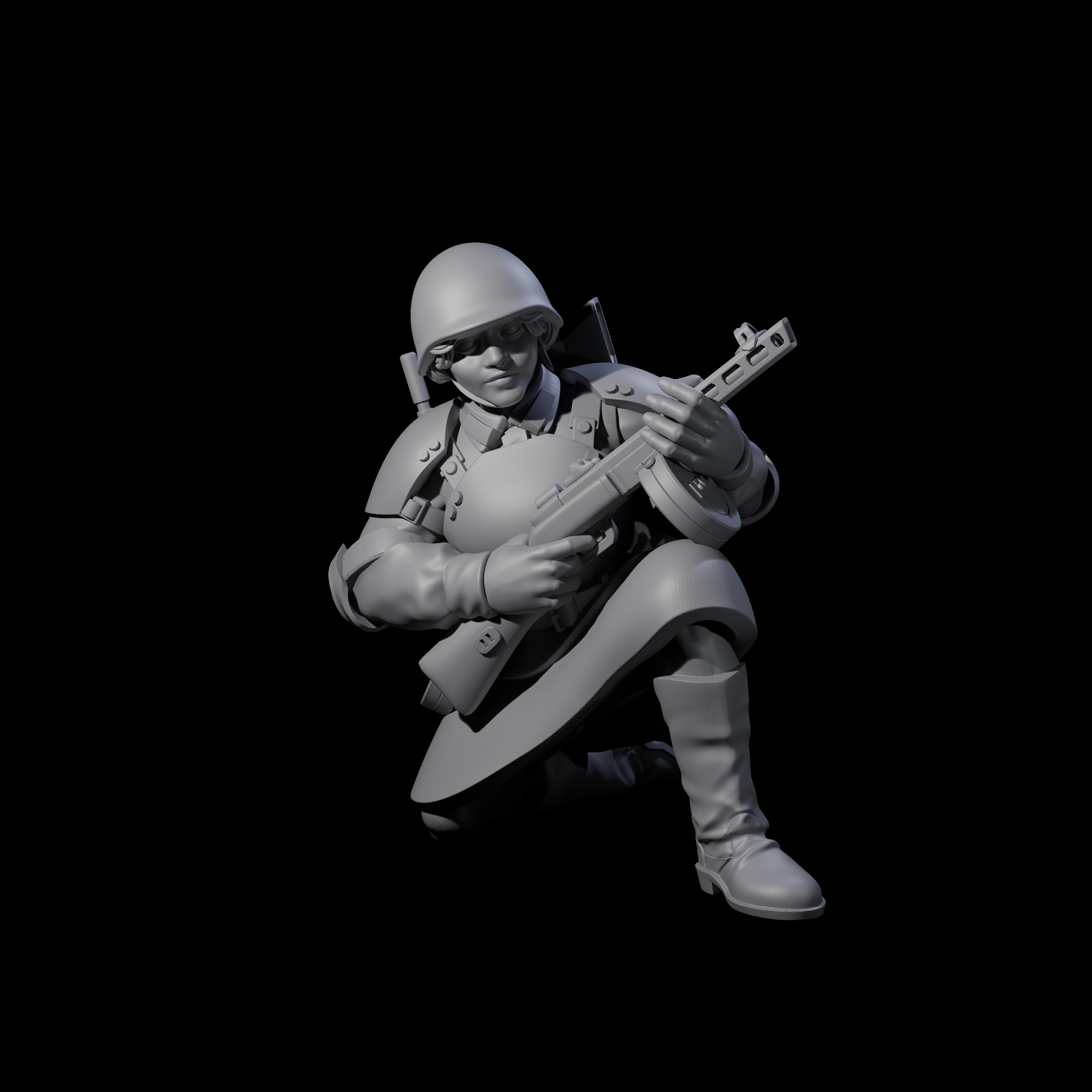 Weird War Soviet Spraying SMG War Maiden D Miniature for Dungeons and Dragons, Pathfinder or other TTRPGs