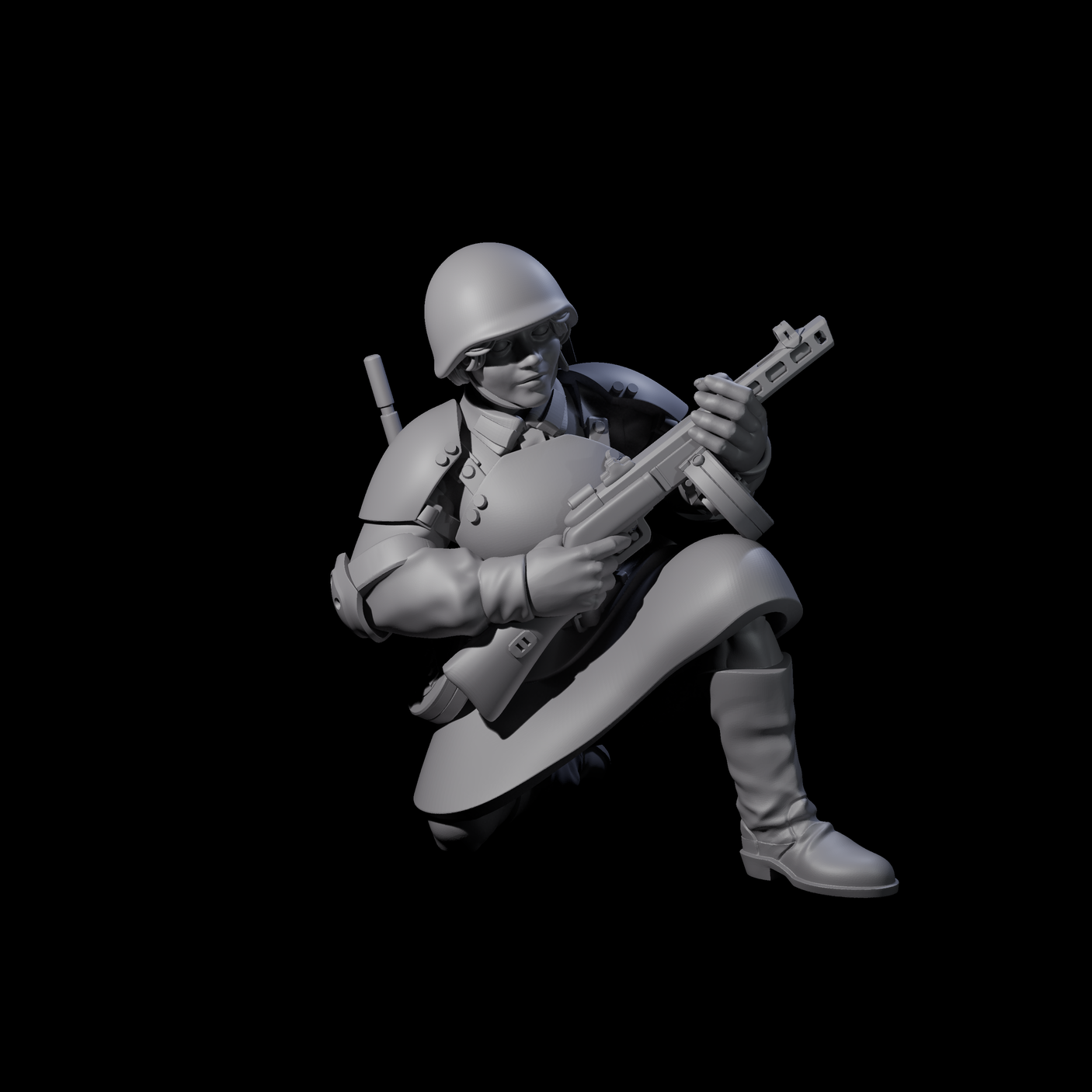 Weird War Soviet Spraying SMG War Maiden D Miniature for Dungeons and Dragons, Pathfinder or other TTRPGs