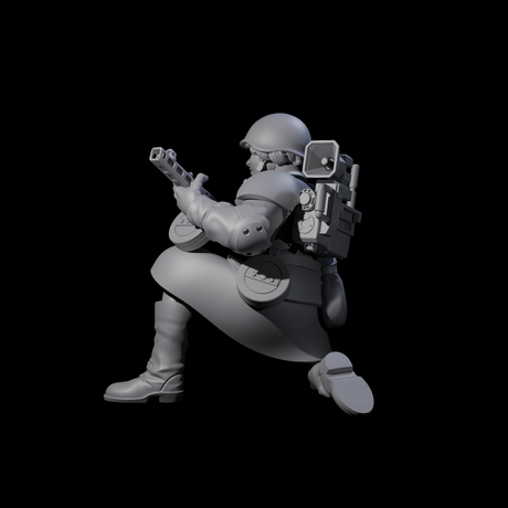Weird War Soviet Spraying SMG War Maiden D Miniature for Dungeons and Dragons, Pathfinder or other TTRPGs
