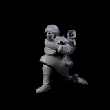 Weird War Soviet Spraying SMG War Maiden D Miniature for Dungeons and Dragons, Pathfinder or other TTRPGs