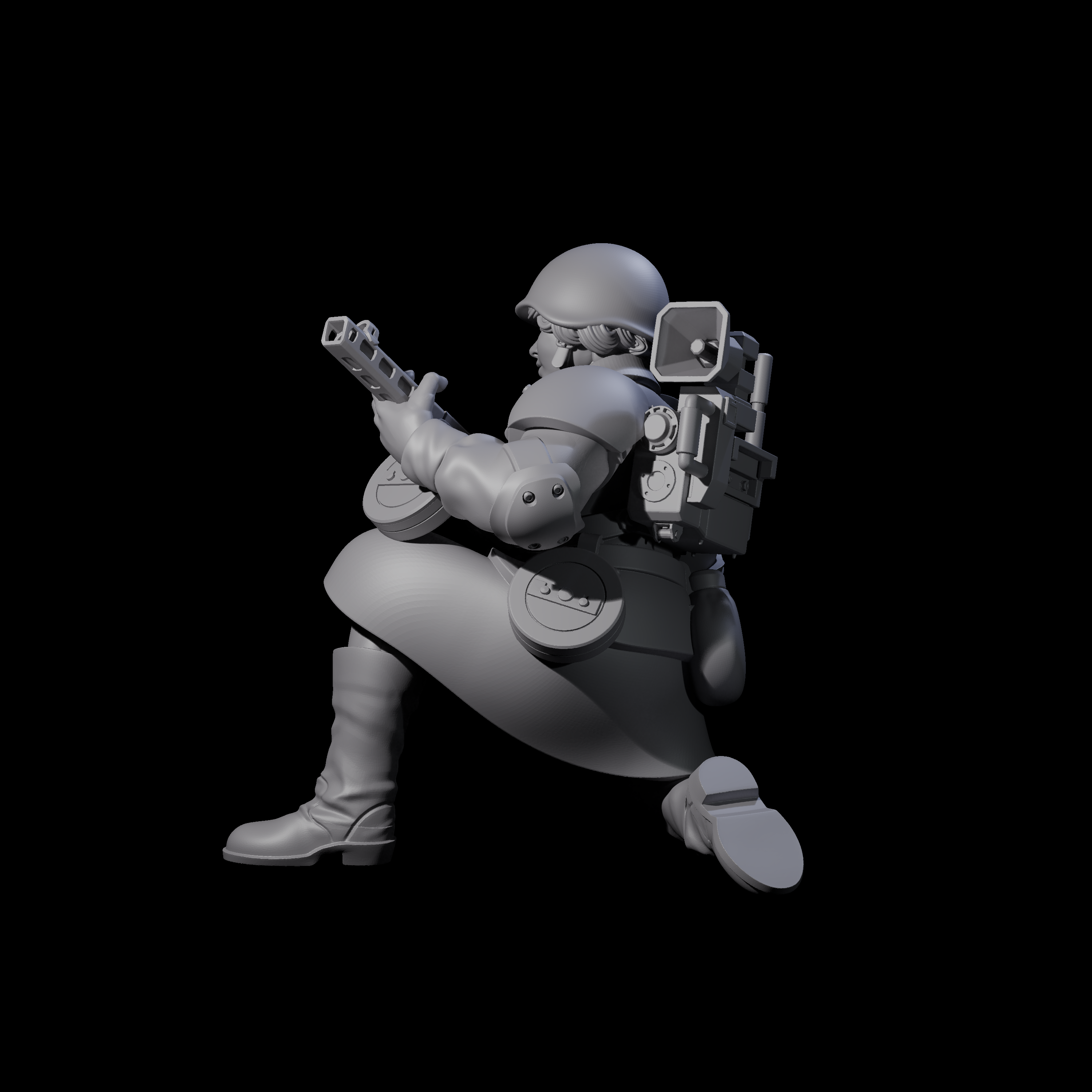 Weird War Soviet Spraying SMG War Maiden D Miniature for Dungeons and Dragons, Pathfinder or other TTRPGs