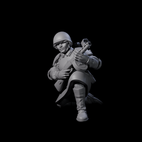 Weird War Soviet Spraying SMG War Maiden D Miniature for Dungeons and Dragons, Pathfinder or other TTRPGs