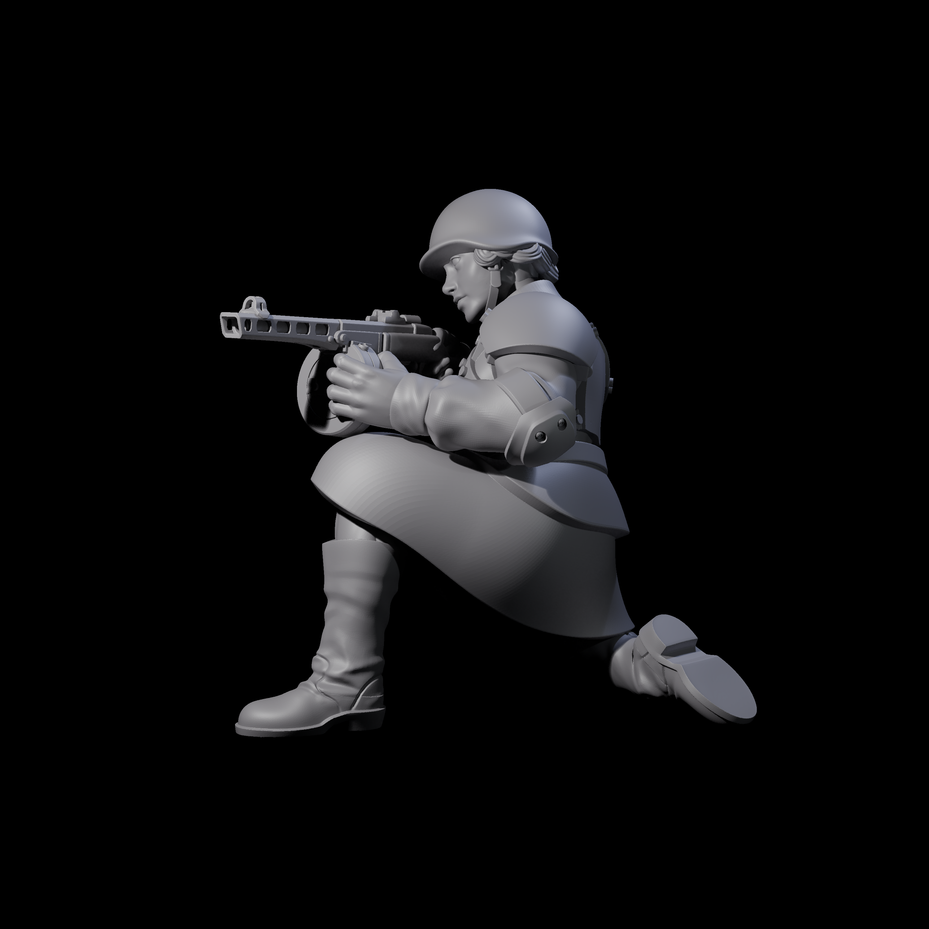 Weird War Soviet Spraying SMG War Maiden E Miniature for Dungeons and Dragons, Pathfinder or other TTRPGs