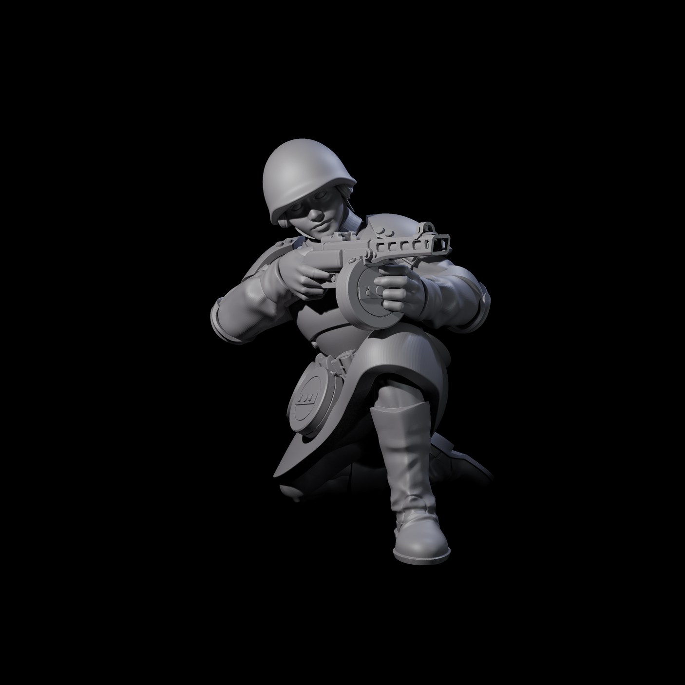 Weird War Soviet Spraying SMG War Maiden E Miniature for Dungeons and Dragons, Pathfinder or other TTRPGs