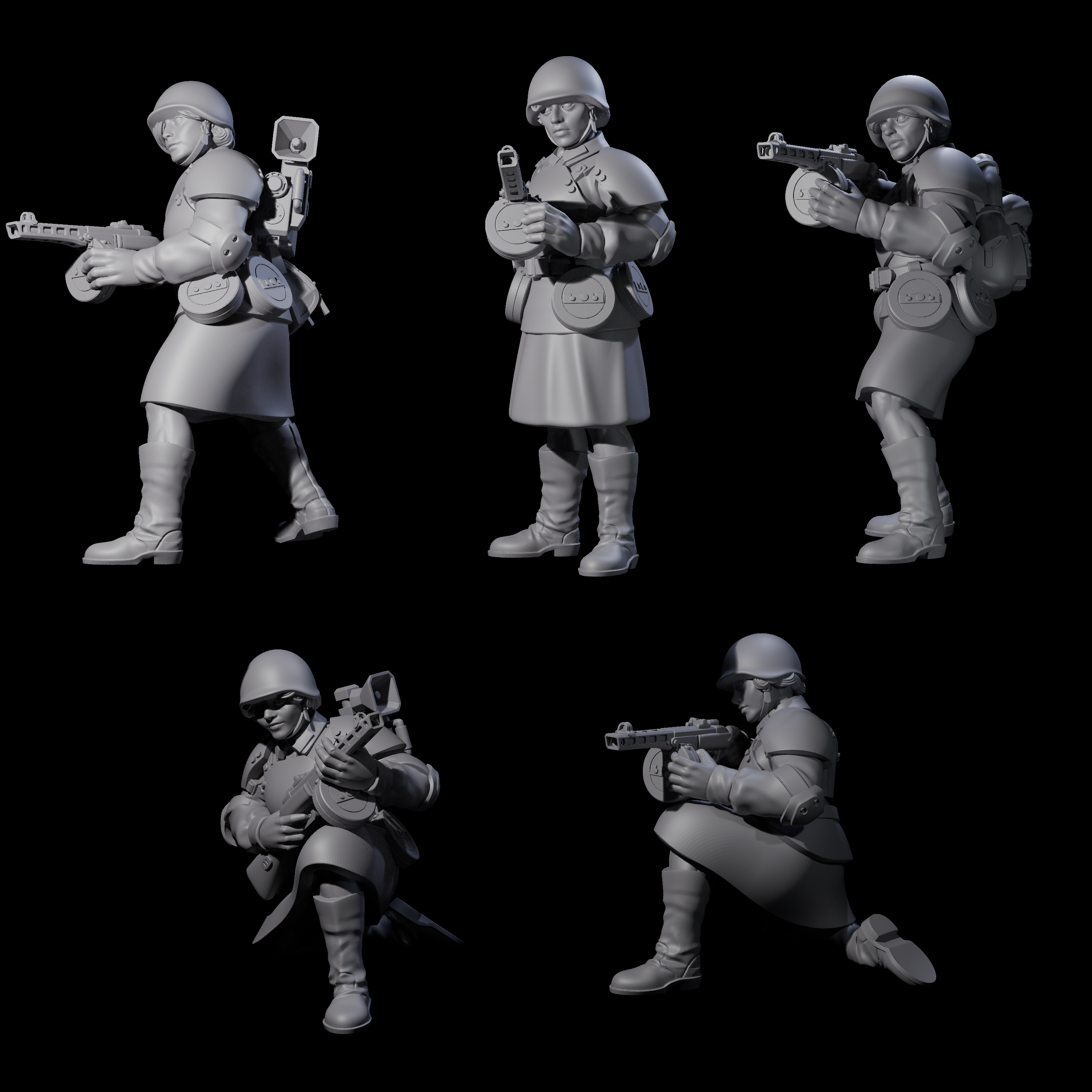 Weird War Soviet Spraying SMG War Maidens Miniature for Dungeons and Dragons, Pathfinder or other TTRPGs