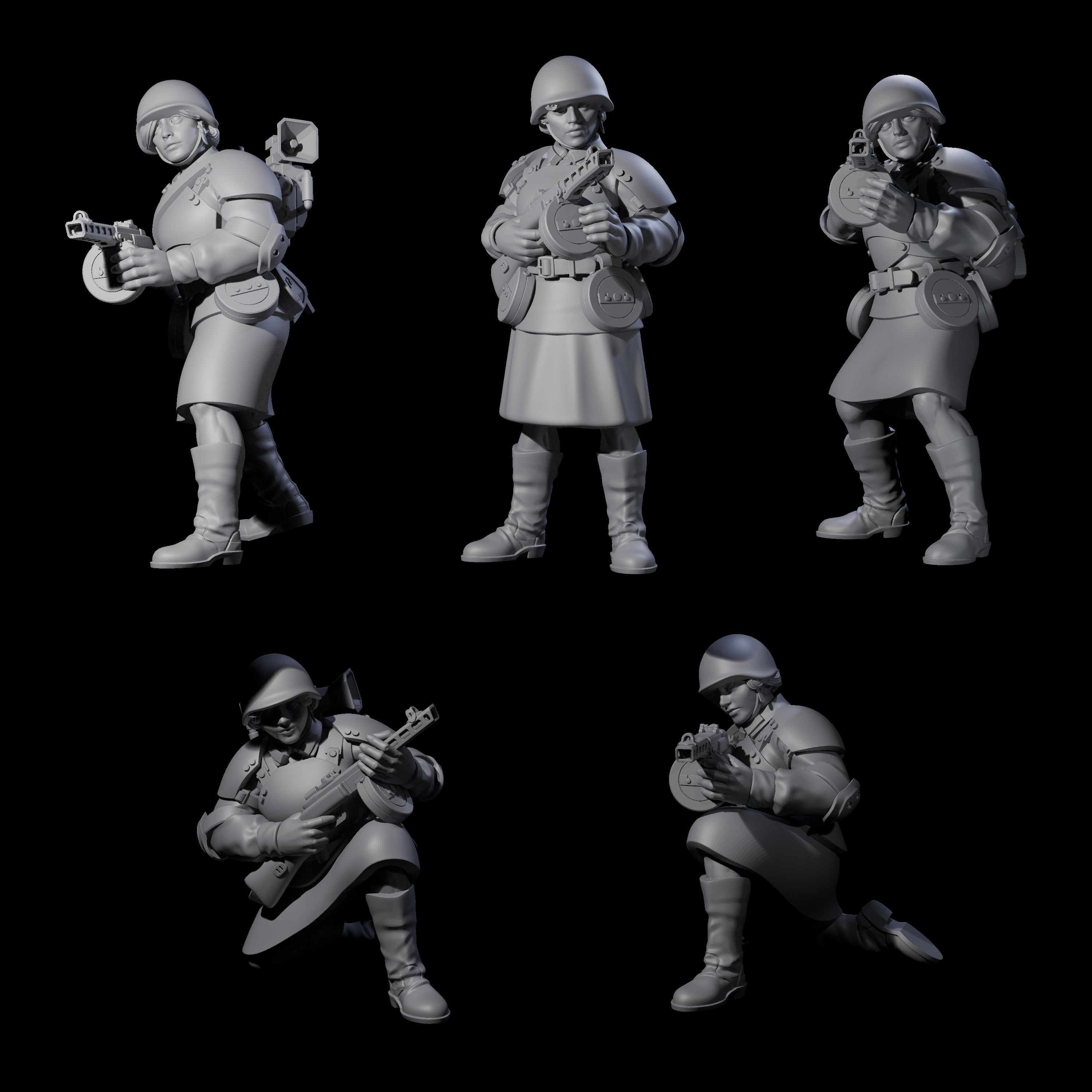 Weird War Soviet Spraying SMG War Maidens Miniature for Dungeons and Dragons, Pathfinder or other TTRPGs