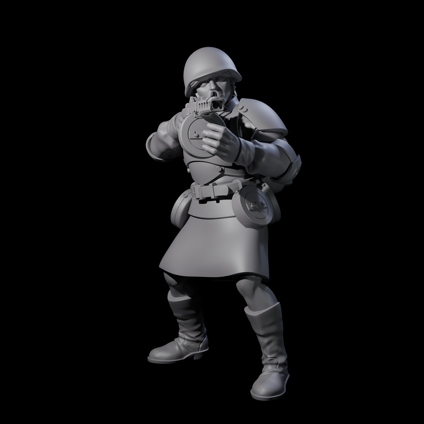 Weird War Soviet Spraying SMG War Maidens Miniature for Dungeons and Dragons, Pathfinder or other TTRPGs