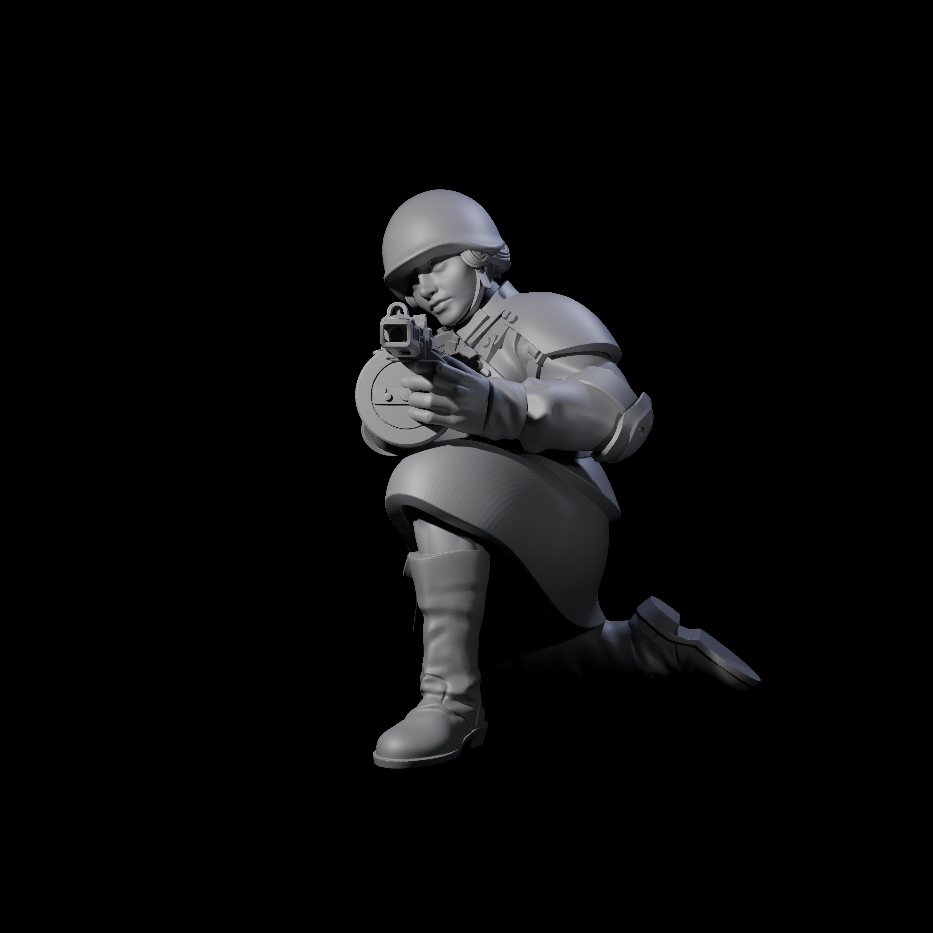 Weird War Soviet Spraying SMG War Maidens Miniature for Dungeons and Dragons, Pathfinder or other TTRPGs