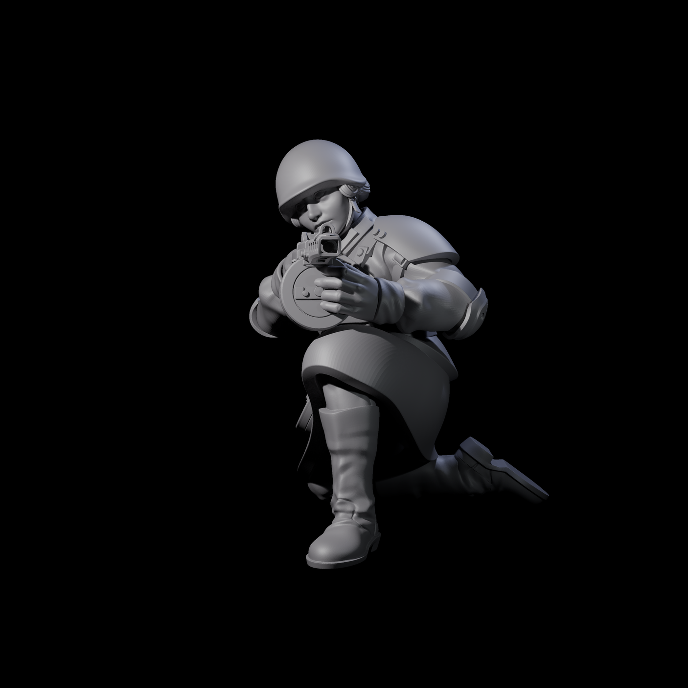 Weird War Soviet Spraying SMG War Maidens Miniature for Dungeons and Dragons, Pathfinder or other TTRPGs