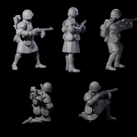 Weird War Soviet Spraying SMG War Maidens Miniature for Dungeons and Dragons, Pathfinder or other TTRPGs