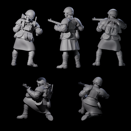 Weird War Soviet Spraying SMG War Maidens Miniature for Dungeons and Dragons, Pathfinder or other TTRPGs