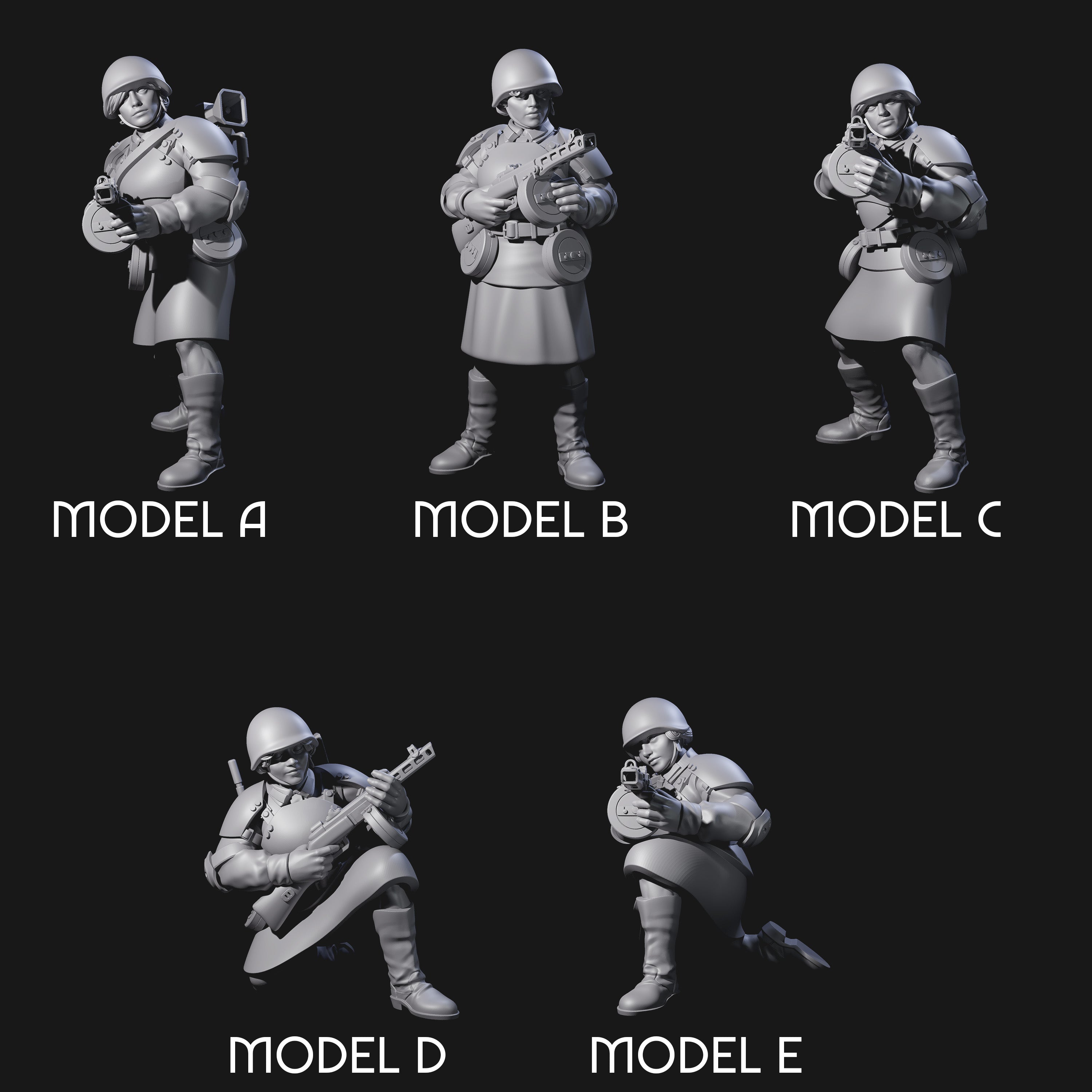 Weird War Soviet Spraying SMG War Maidens Miniature for Dungeons and Dragons, Pathfinder or other TTRPGs