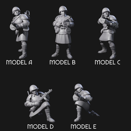 Weird War Soviet Spraying SMG War Maidens Miniature for Dungeons and Dragons, Pathfinder or other TTRPGs