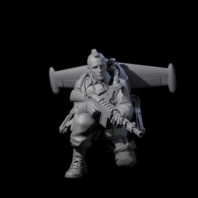 Weird War USA Blind Firing Jetpack Trooper A Miniature for Dungeons and Dragons, Pathfinder or other TTRPGs