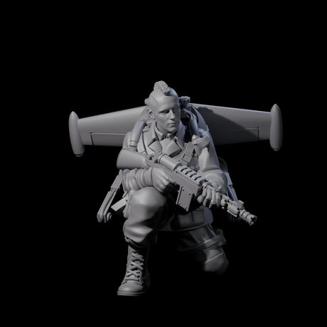 Weird War USA Blind Firing Jetpack Trooper A Miniature for Dungeons and Dragons, Pathfinder or other TTRPGs