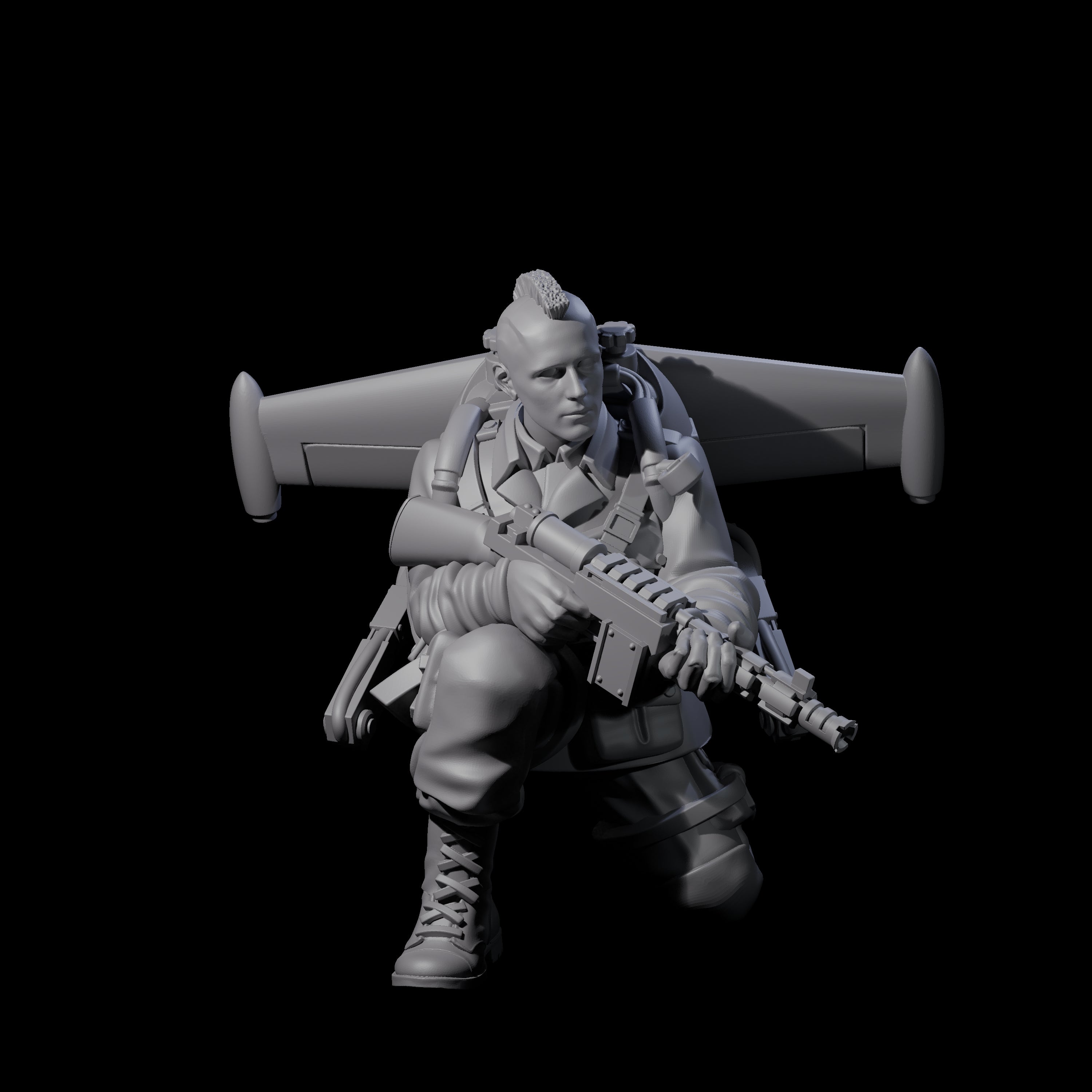 Weird War USA Blind Firing Jetpack Trooper A Miniature for Dungeons and Dragons, Pathfinder or other TTRPGs