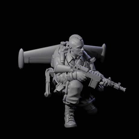 Weird War USA Blind Firing Jetpack Trooper A Miniature for Dungeons and Dragons, Pathfinder or other TTRPGs