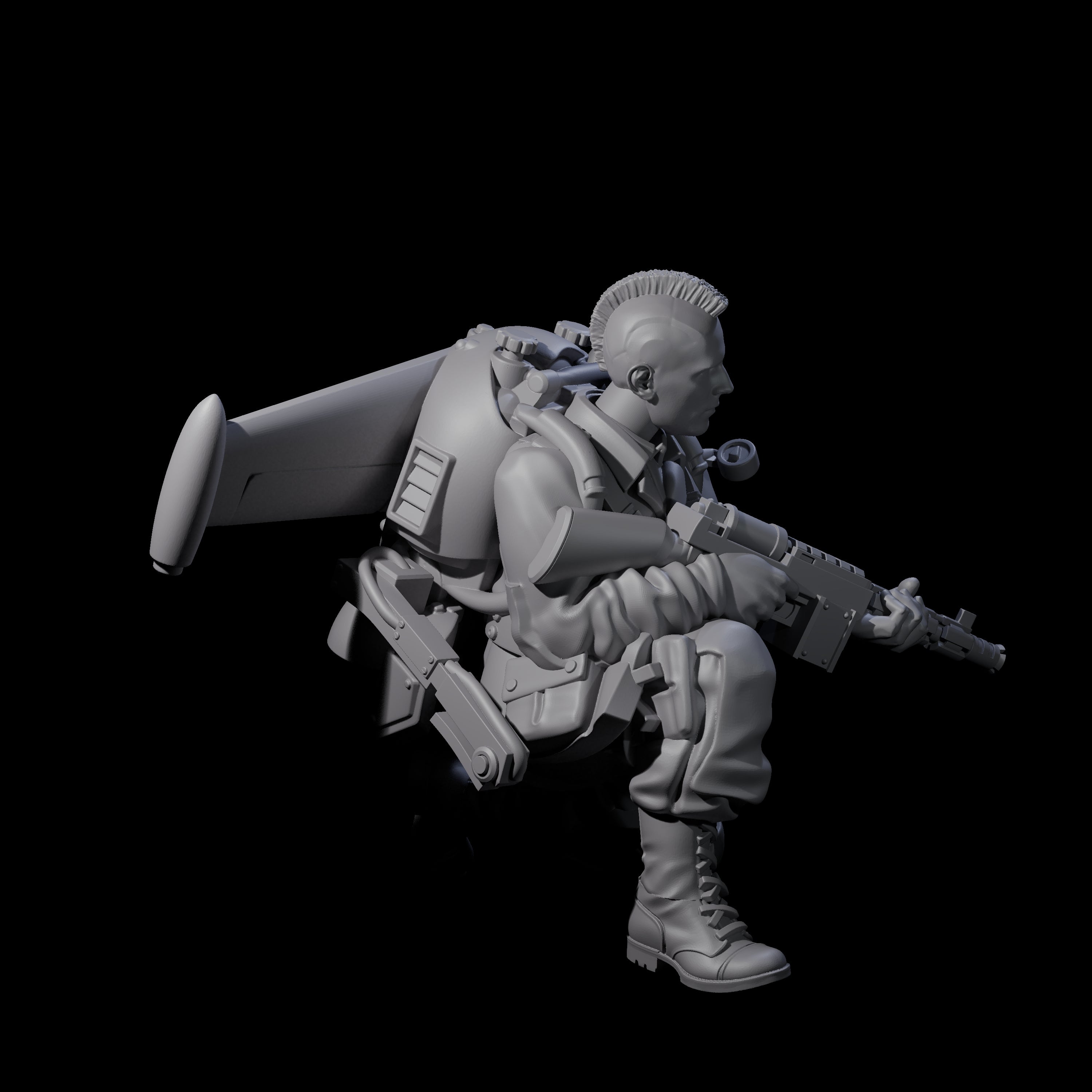 Weird War USA Blind Firing Jetpack Trooper A Miniature for Dungeons and Dragons, Pathfinder or other TTRPGs
