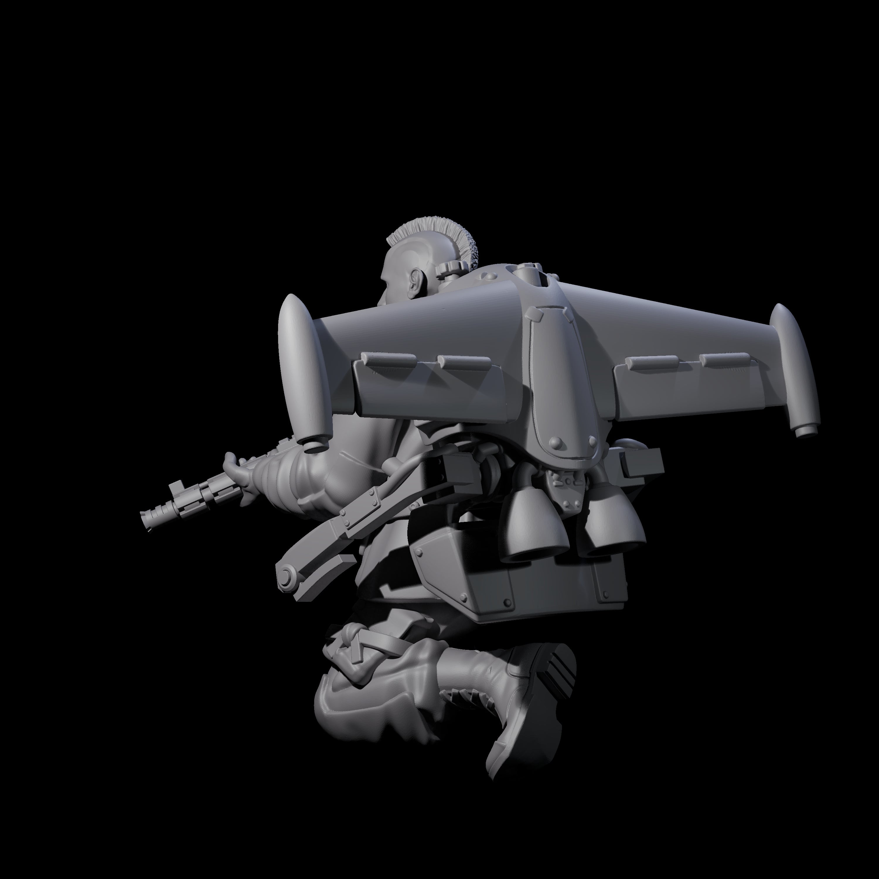 Weird War USA Blind Firing Jetpack Trooper A Miniature for Dungeons and Dragons, Pathfinder or other TTRPGs